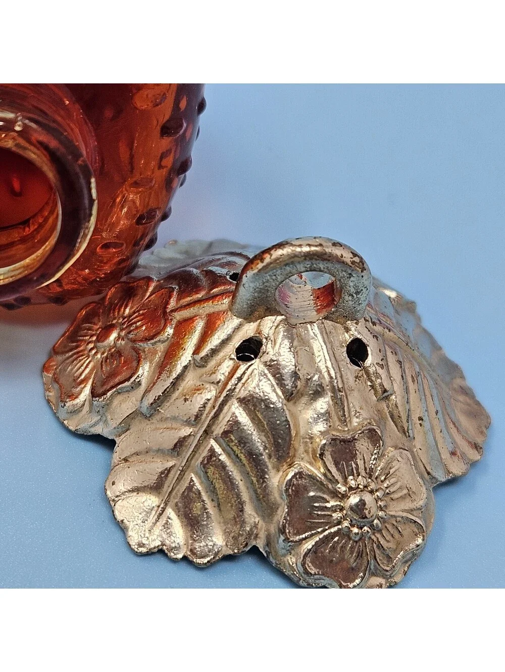 Vintage Rare Red Glass Hanging Strawberry Salt & Pepper Shakers Japan EP. Zinc